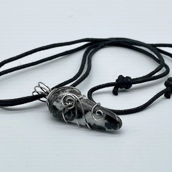 Zebra Jasper Elegant Wire Wrapped Pendant - Picture 3 of 8